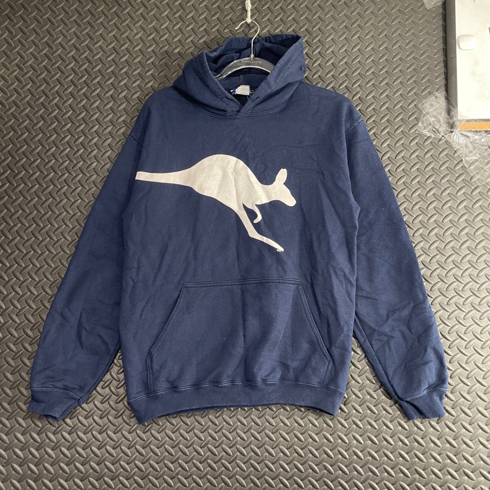 Down Under Kangaroo Australia Navy Blue Outback Hoodie Pullover Sweater Men's M